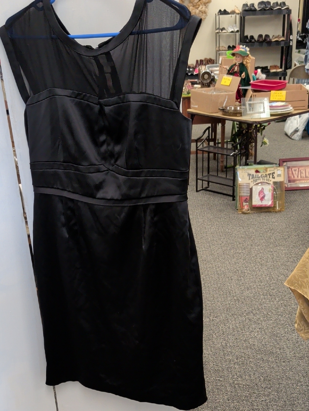The Limited Black Sheath Midi Dress with Sheer Yoke